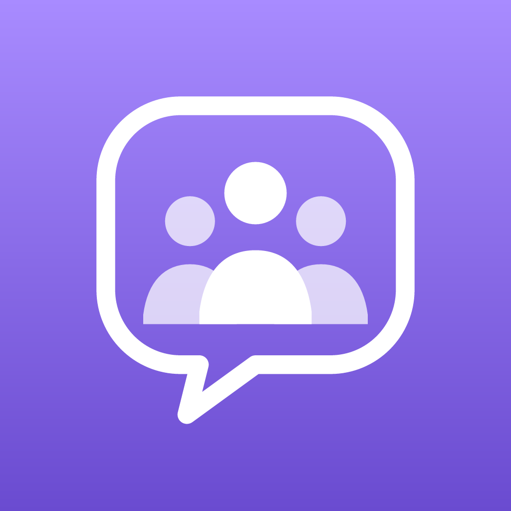 The gud w it app icon: a crowd in a speech bubble on violet